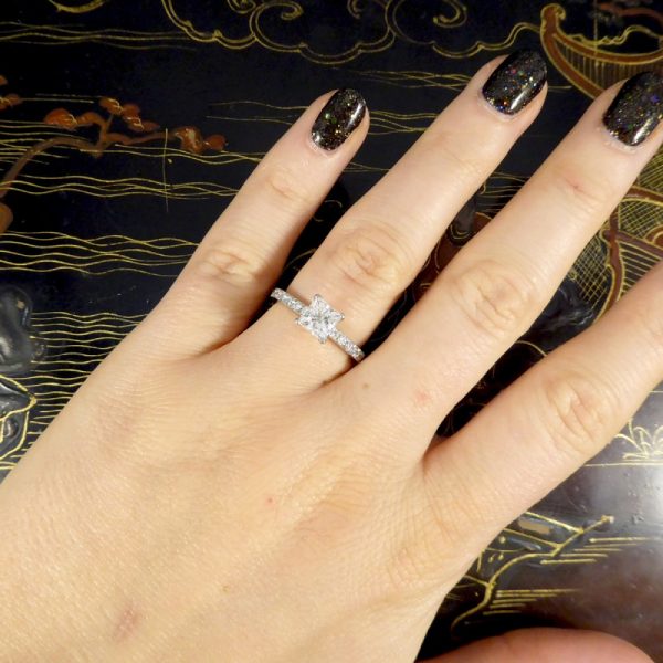 Modern 1.01ct Princess Cut Diamond Engagement Ring