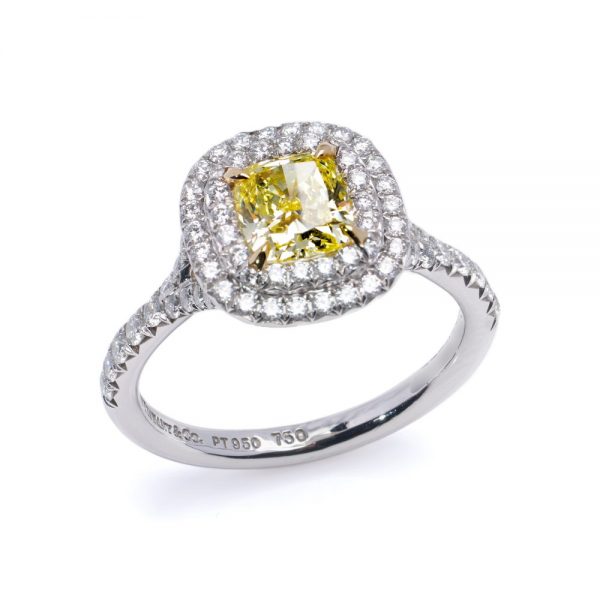 Tiffany and Co 0.85ct Fancy Yellow Diamond Cluster Ring