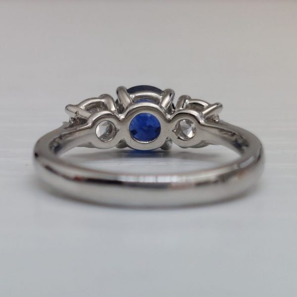 1.10ct Sapphire and 0.60ct Diamond Three Stone Ring