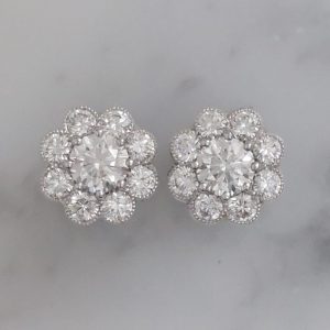 1.35ct Diamond Daisy Cluster Stud Earrings