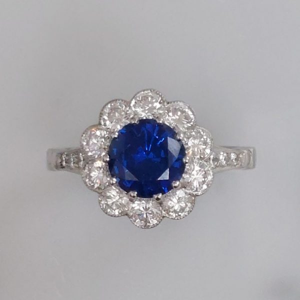 1.90ct Sapphire and Diamond Daisy Cluster Ring