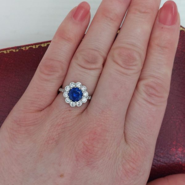 1.90ct Sapphire and Diamond Daisy Cluster Ring