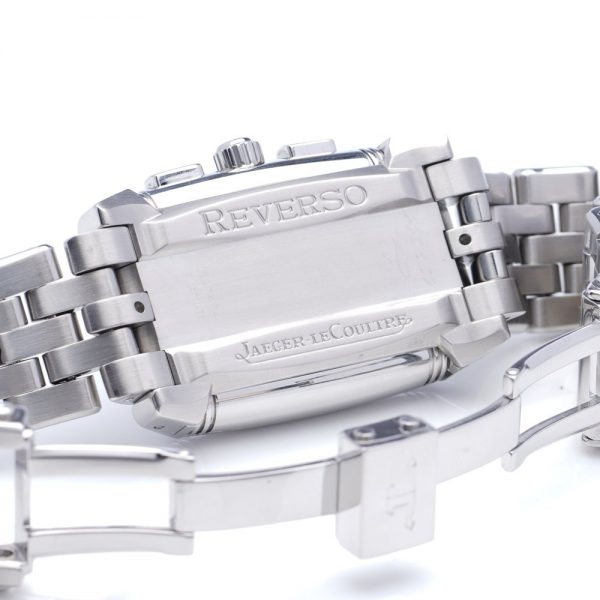 Vintage 1990s Jaeger LeCoultre Gran Sport Reverso Chronograph Steel Bracelet Watch
