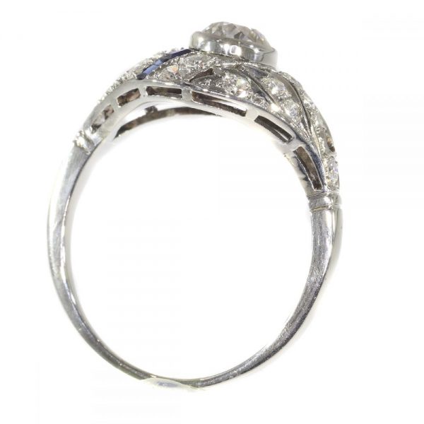 Original Vintage Art Deco Diamonds and Sapphires Ring