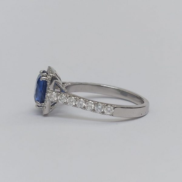 2.35ct Cushion Sapphire and Diamond Cluster Ring