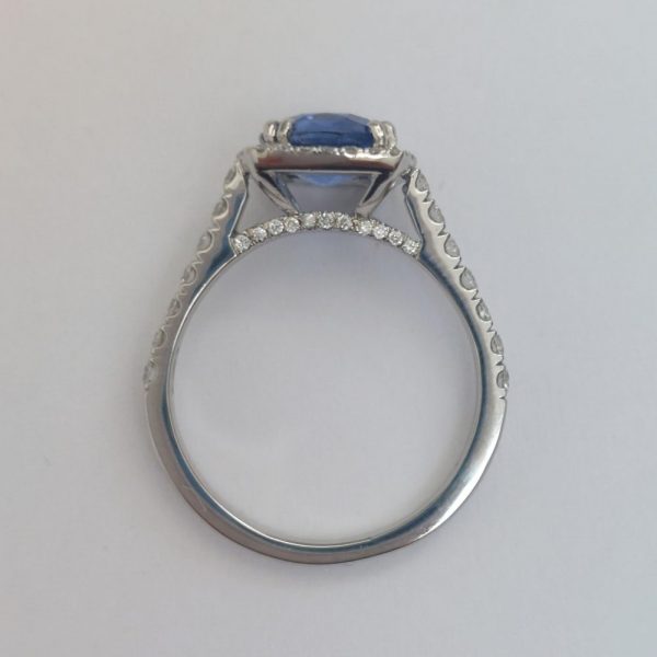 2.35ct Cushion Sapphire and Diamond Cluster Ring