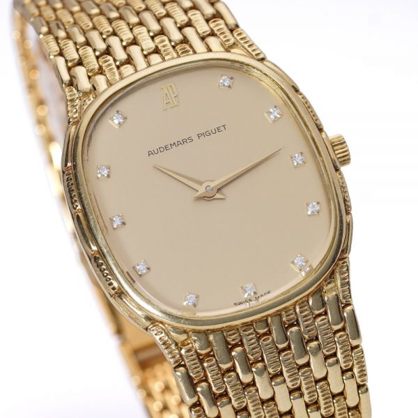 Vintage Audemars Piguet 18ct Yellow Gold Unisex Watch with Diamond Hour Markers
