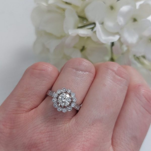 Diamond Flower Cluster Petal Ring in 18ct White Gold