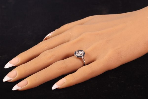 Art Deco Antique Sapphire and Diamond Cluster Ring
