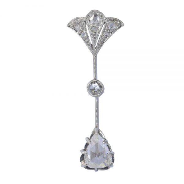 Antique Art Deco Rose Cut Diamond Drop Pendant