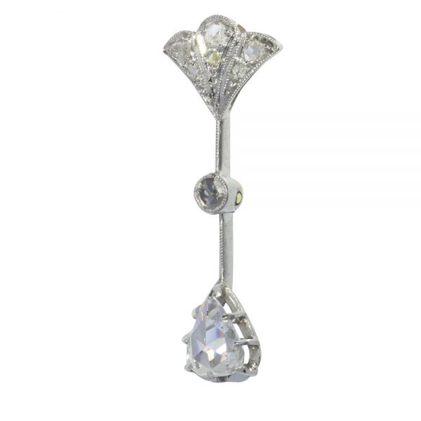 Antique Art Deco Rose Cut Diamond Drop Pendant