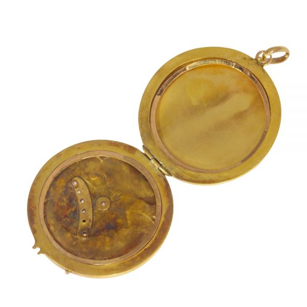 Art Nouveau Antique Four Leaf Clover Locket Pendant