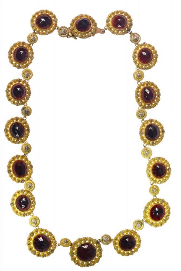 Antique Victorian Garnet Earring and Necklace Parure