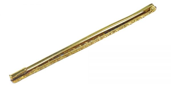 Antique Art Deco Diamond and Sapphire Bar Brooch