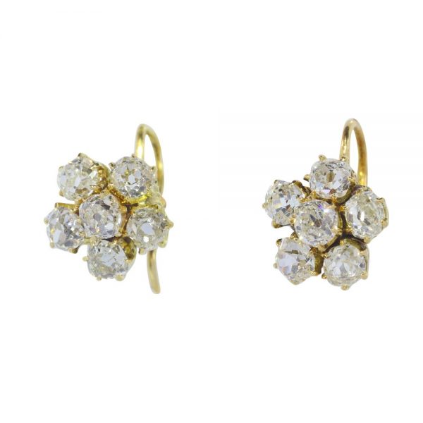 Antique Victorian 1.60ct Old Cut Diamond Earrings 