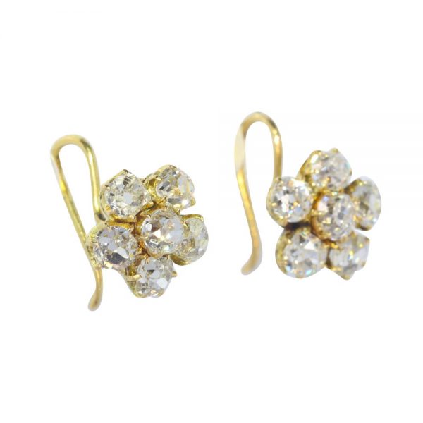 Antique Victorian 1.60ct Old Cut Diamond Earrings 