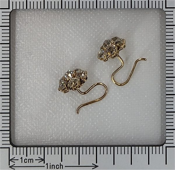 Antique Victorian 1.60ct Old Cut Diamond Earrings 