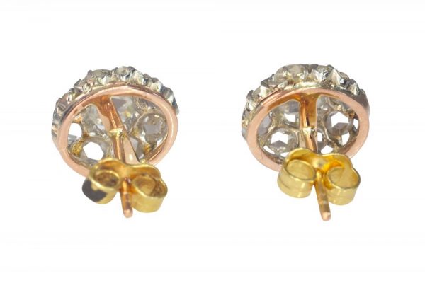 Antique Victorian Rose Cut Diamond Cluster Earrings