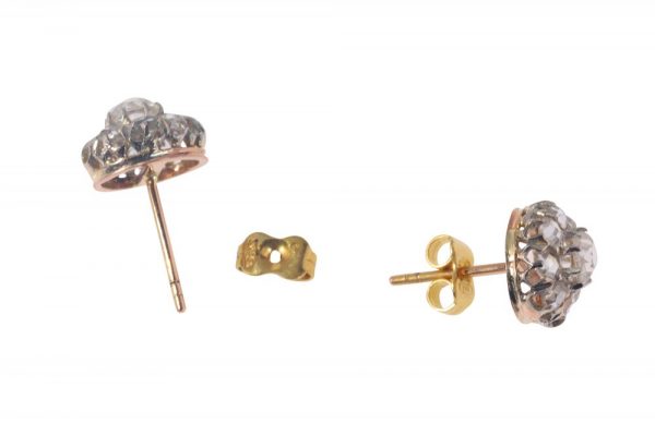 Antique Victorian Rose Cut Diamond Cluster Earrings