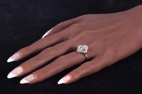 Art Deco Antique 1ct Old Mine Cut Diamond Cluster Ring