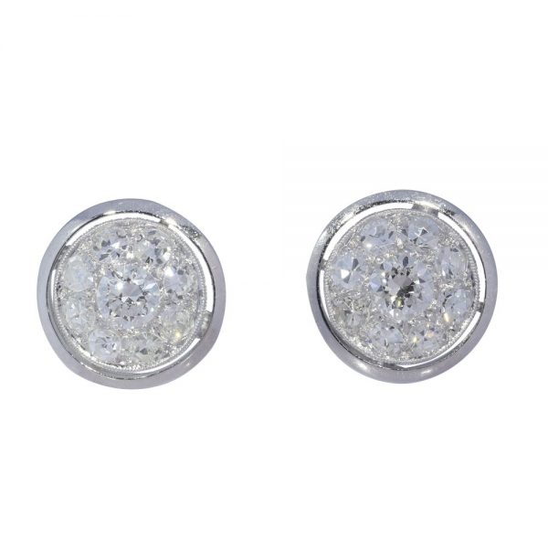 Vintage 1.50ct Diamond Platinum Cluster Earrings