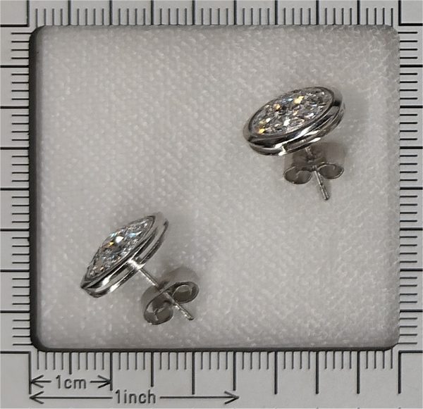 Vintage 1.50ct Diamond Platinum Cluster Earrings