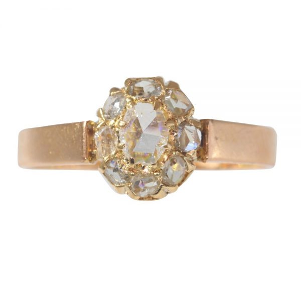 Victorian Antique Rose Cut Diamond Cluster Ring