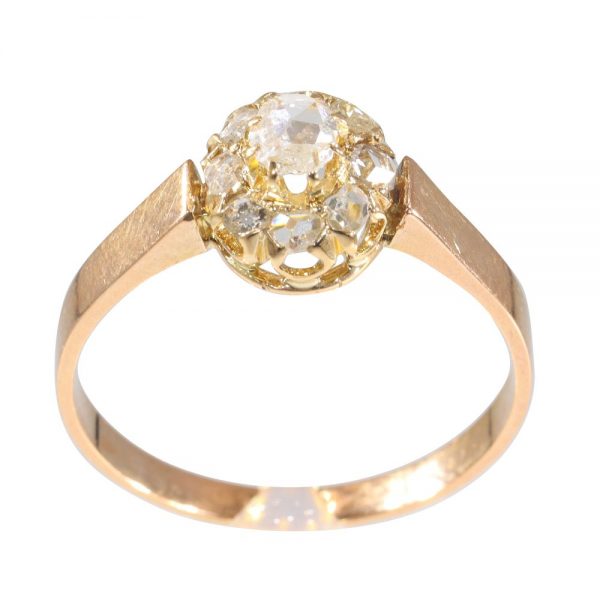 Victorian Antique Rose Cut Diamond Cluster Ring