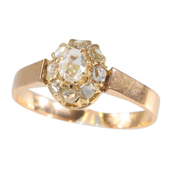 Victorian Antique Rose Cut Diamond Cluster Ring