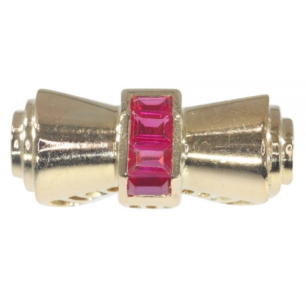 Vintage Retro 18ct Gold Bow Ring