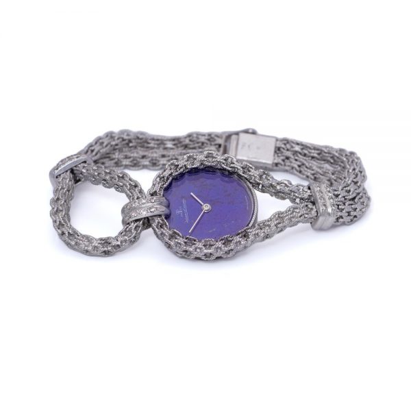 Jaeger LeCoultre 18ct White Gold Watch with Lapis Lazuli Dial and Woven Rope Strap