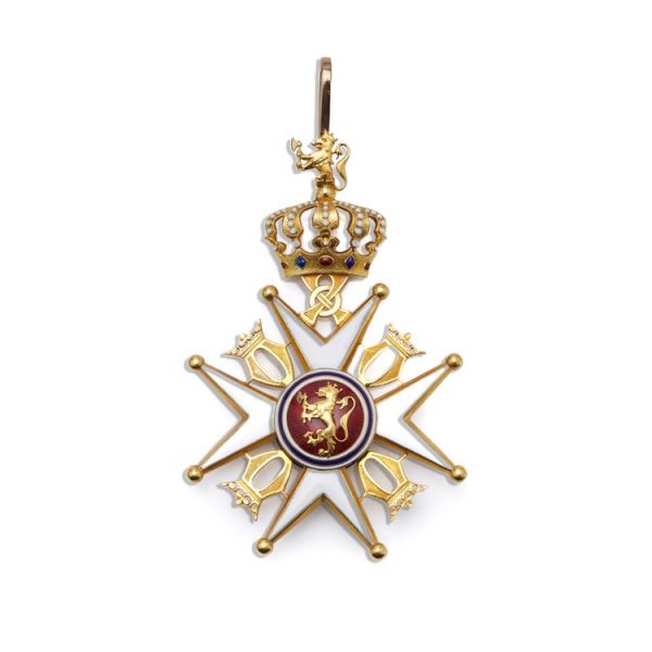 Kind Oscar I Antique Gold and Enamel Royal Norwegian Order of Olav Medal