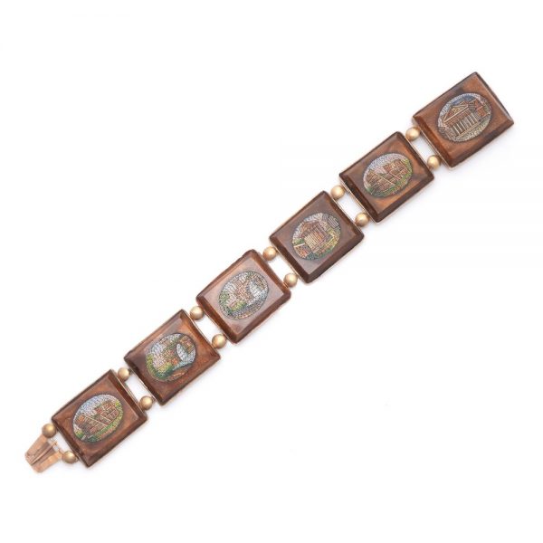 Antique Italian Gold and Micromosiac Bracelet