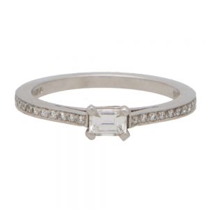 Modern Five Stone Baguette Cut Platinum Eternity Ring, 0.98ct