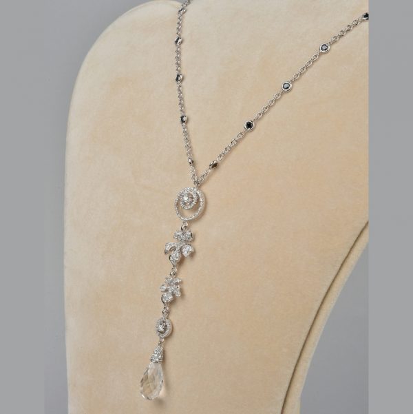 Leo Pizzo 4.50ct Diamond and Rock Crystal Pendant Necklace black diamonds