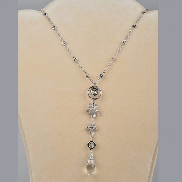 Leo Pizzo 4.50ct Diamond and Rock Crystal Pendant Necklace black diamonds