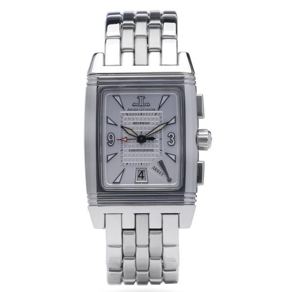 Jaeger LeCoultre Gran Sport Reverso Chronograph Watch with Box and Papers