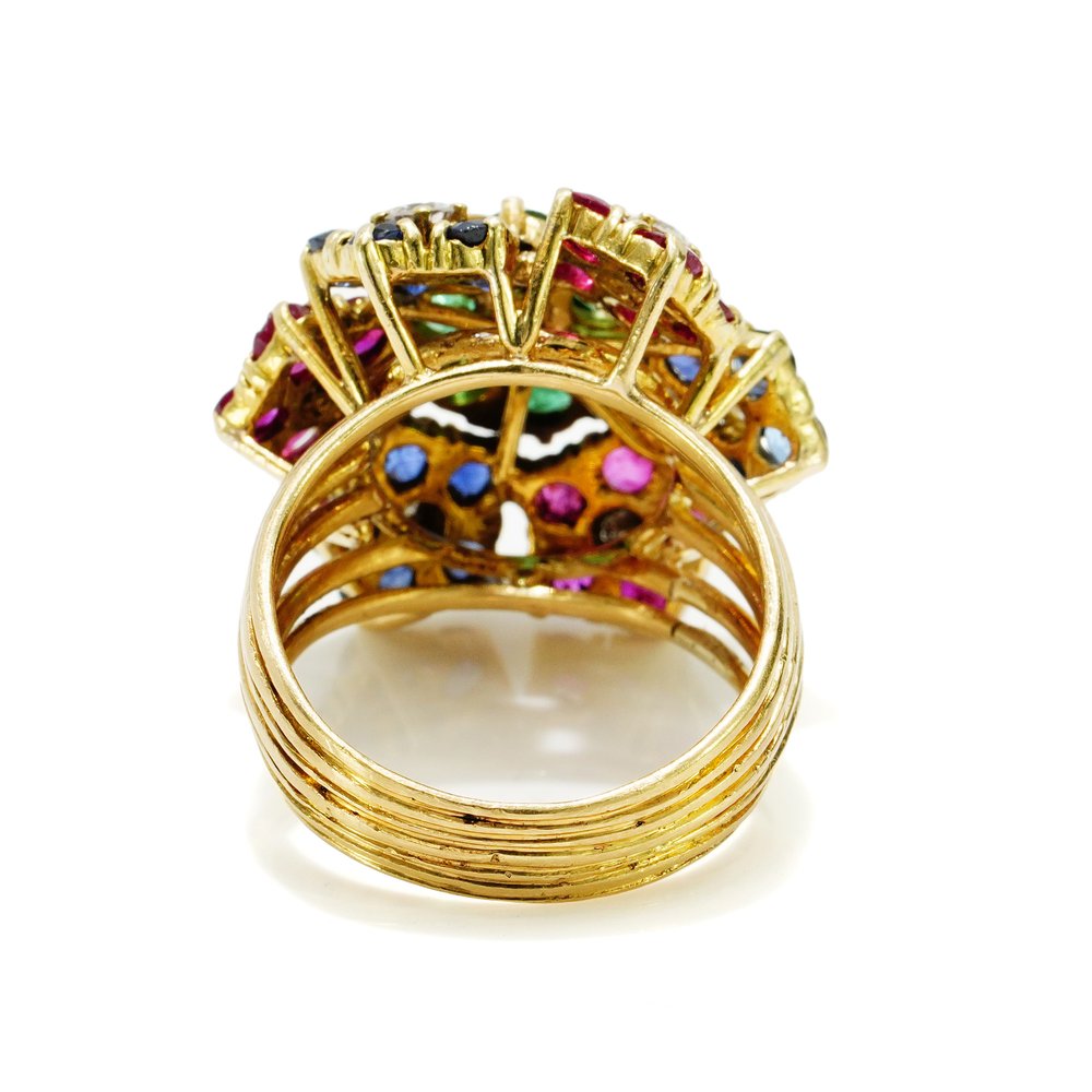 Vintage French Tutti Frutti Flower Ring - Jewellery Discovery