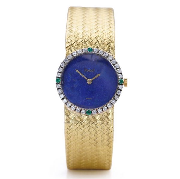 Piaget 18ct Gold Watch with Lapis Lazuli, Diamonds and Emeralds