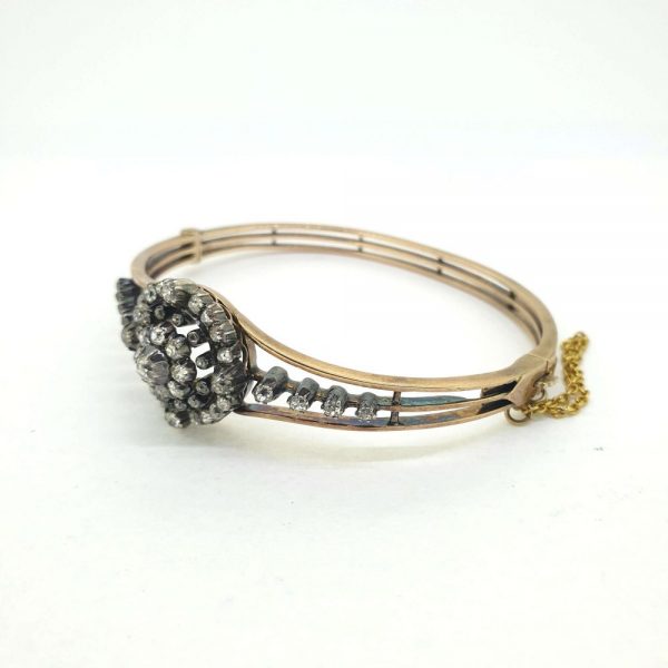 Antique Late Victorian Old Cut Diamond Bangle Bracelet