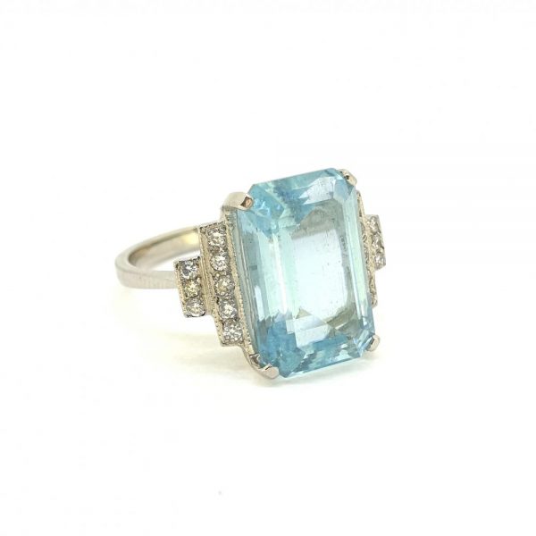6.20ct Aquamarine and Diamond Cocktail Ring in 18ct White Gold