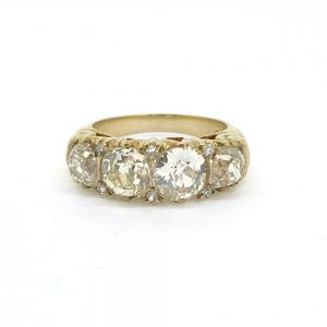Antique Victorian 4.5cts Old Cut Diamond Four Stone Ring