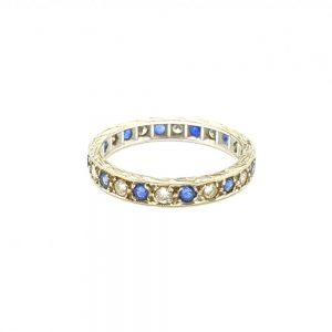 Sapphire and Diamond Full Eternity Band Ring