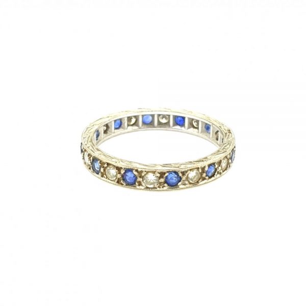 Sapphire and Diamond Full Eternity Band Ring in Platinum