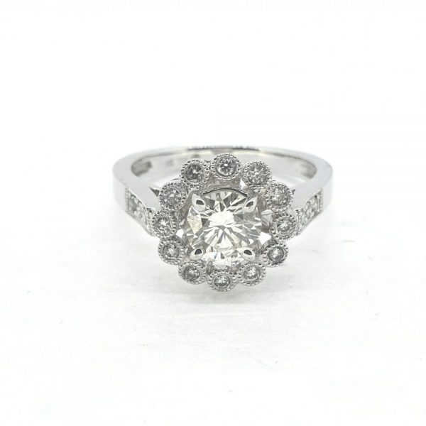 Diamond Flower Cluster Dress Ring in 18ct White Gold
