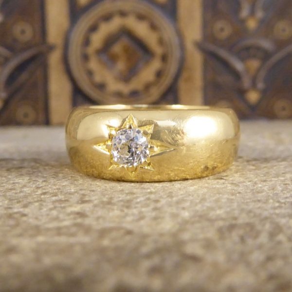 Antique Late Victorian Old Cut Diamond Star Set Band Ring