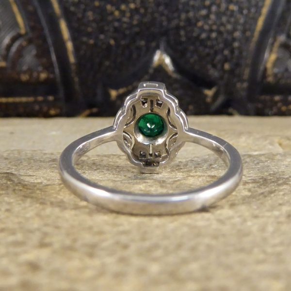 Art Deco Style Emerald and Diamond Plaque Ring
