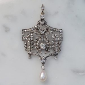 Belle Epoque Antique Diamond and Pearl Pendant