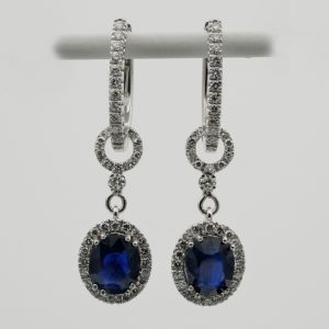 Certified 3.98ct Burma Sapphire and Diamond Day and Night Earrings
