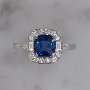 Cushion 1.40ct Sapphire and Diamond Cluster Ring